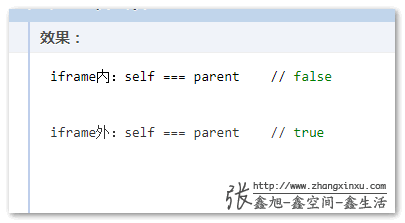 iframe内的self和parent比对