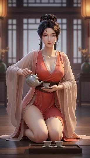 慕沛灵斟茶